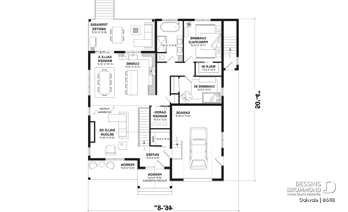 Rez-de-chaussée - Modèle de maison champêtre de 2 à 4 chambres, sous-sol aménagé optionnel ($), garage, aire ouverte - Oakvale