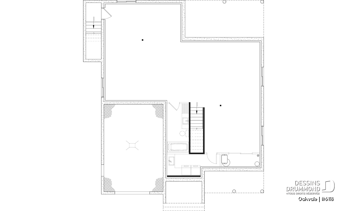 Sous-sol - Modèle de maison champêtre de 2 à 4 chambres, sous-sol aménagé optionnel ($), garage, aire ouverte - Oakvale