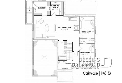 Sous-sol aménagé - Modèle champêtre de 2 à 4 chambres, sous-sol aménagé optionnel ($), garage, aire ouverte - Oakvale