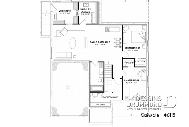 Sous-sol aménagé - Modèle champêtre de 2 à 4 chambres, sous-sol aménagé optionnel ($), garage, aire ouverte - Oakvale