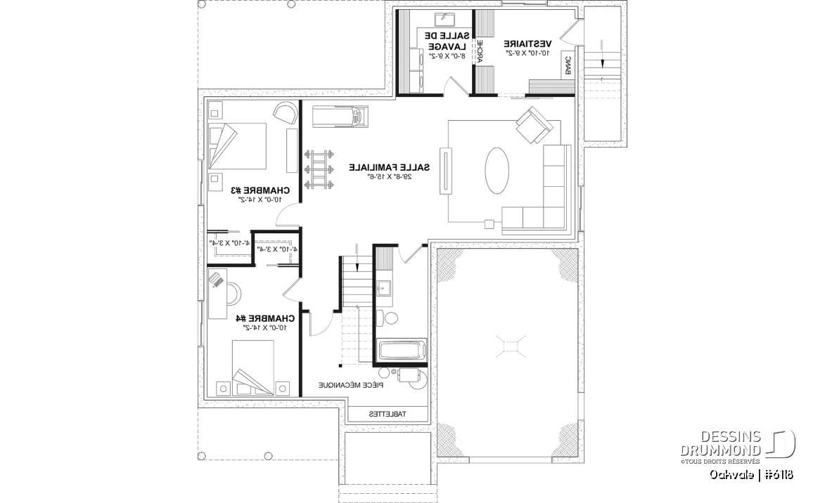 Sous-sol aménagé (Optionel $) - Modèle de maison champêtre de 2 à 4 chambres, sous-sol aménagé optionnel ($), garage, aire ouverte - Oakvale
