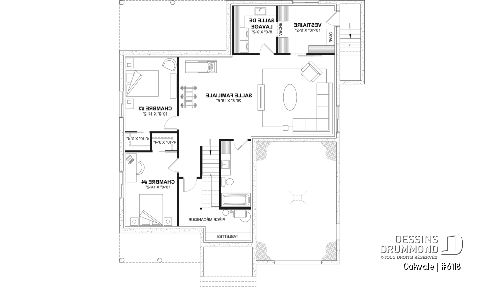 Sous-sol aménagé (Optionel $) - Modèle de maison champêtre de 2 à 4 chambres, sous-sol aménagé optionnel ($), garage, aire ouverte - Oakvale