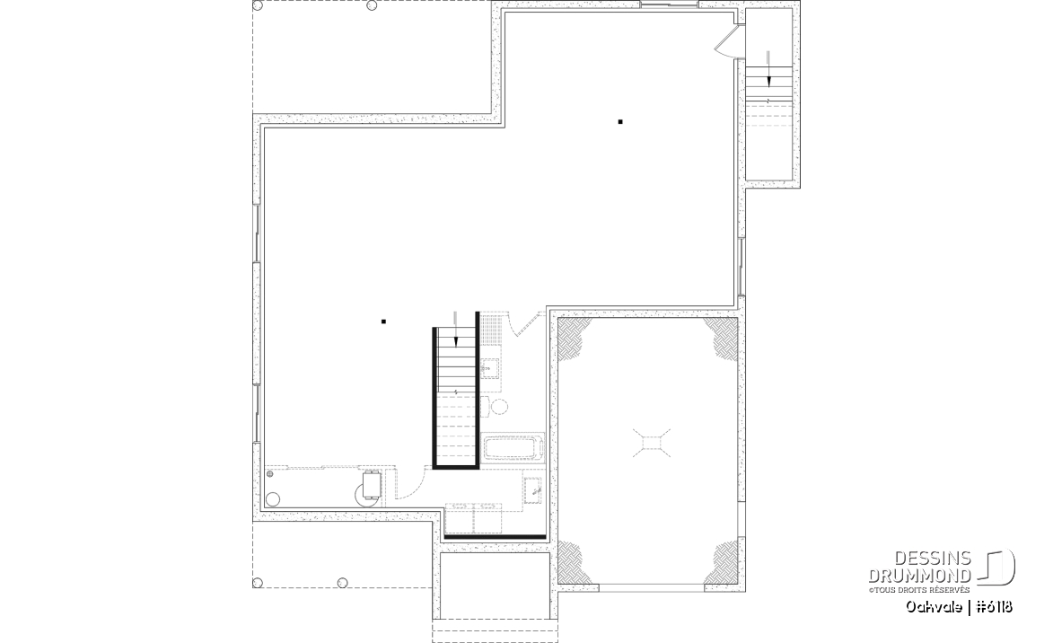 Sous-sol - Modèle de maison champêtre de 2 à 4 chambres, sous-sol aménagé optionnel ($), garage, aire ouverte - Oakvale