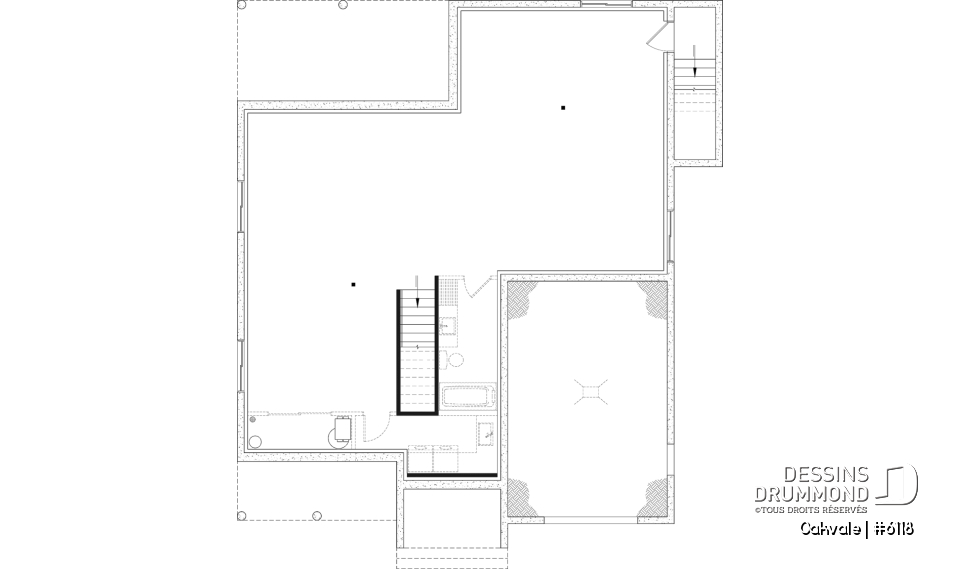 Sous-sol - Modèle de maison champêtre de 2 à 4 chambres, sous-sol aménagé optionnel ($), garage, aire ouverte - Oakvale