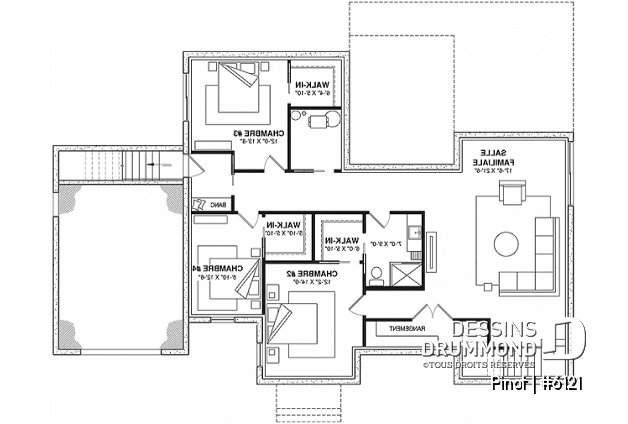 Sous-sol aménagé (Optionel $) - Plan de maison scandinave à aire ouverte avec garage, 1 to 4 chambres et sous-sol optionnel ! - Pinot