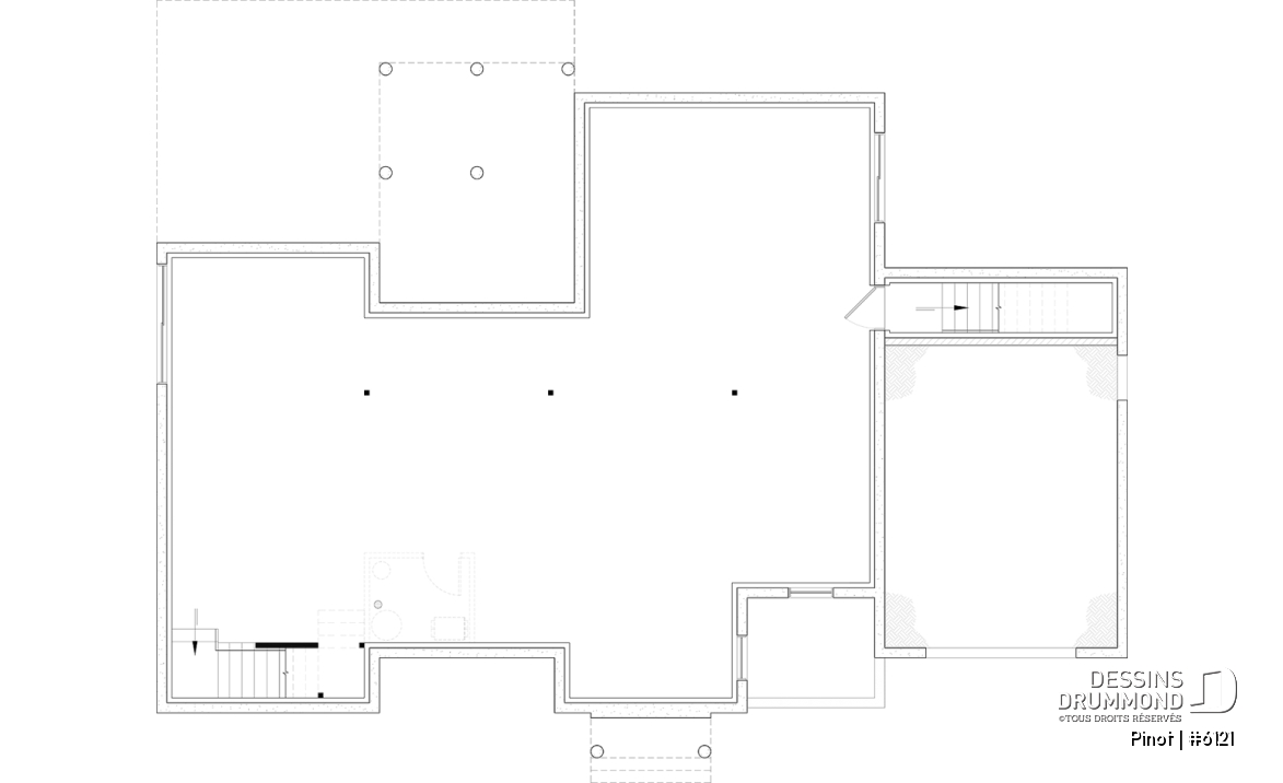 Sous-sol aménageable - Plan de maison scandinave à aire ouverte avec garage, 1 to 4 chambres et sous-sol optionnel ! - Pinot