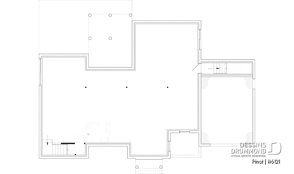 Sous-sol aménageable - Plan de maison scandinave à aire ouverte avec garage, 1 to 4 chambres et sous-sol optionnel ! - Pinot