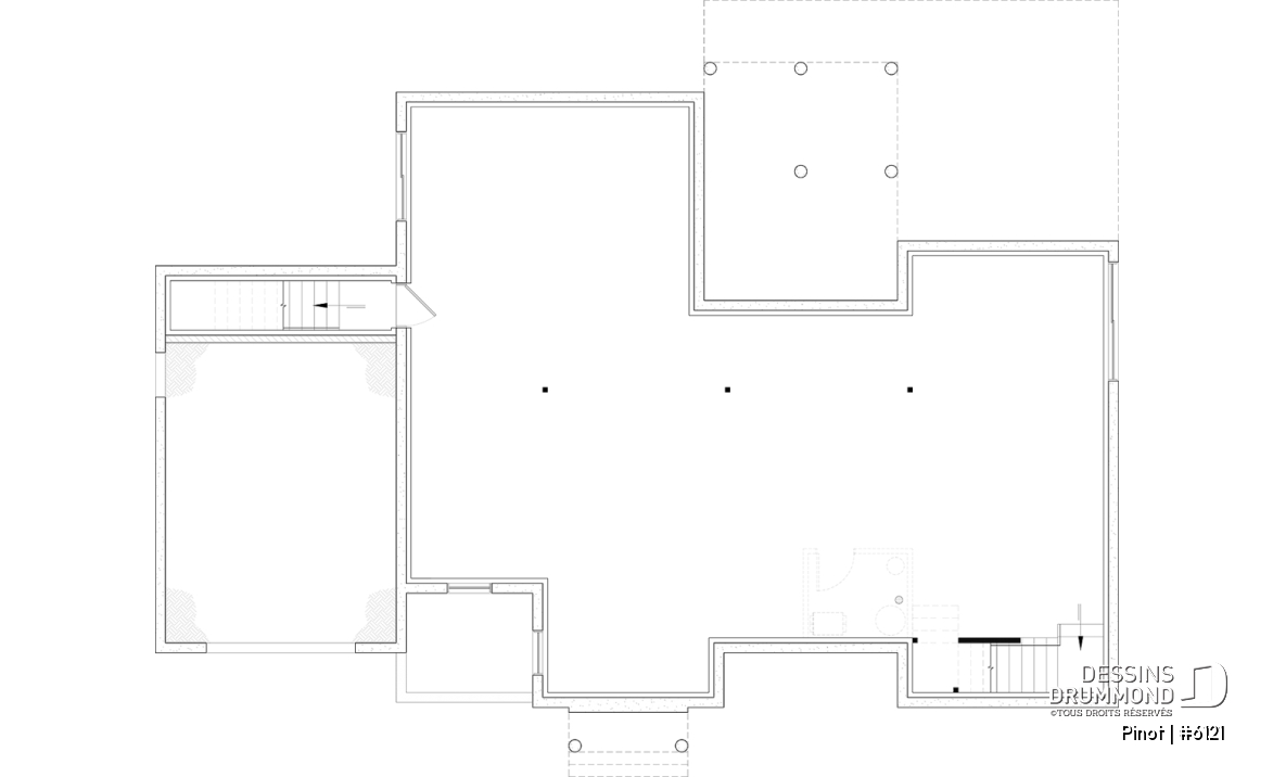 Sous-sol aménageable - Plan de maison scandinave à aire ouverte avec garage, 1 to 4 chambres et sous-sol optionnel ! - Pinot