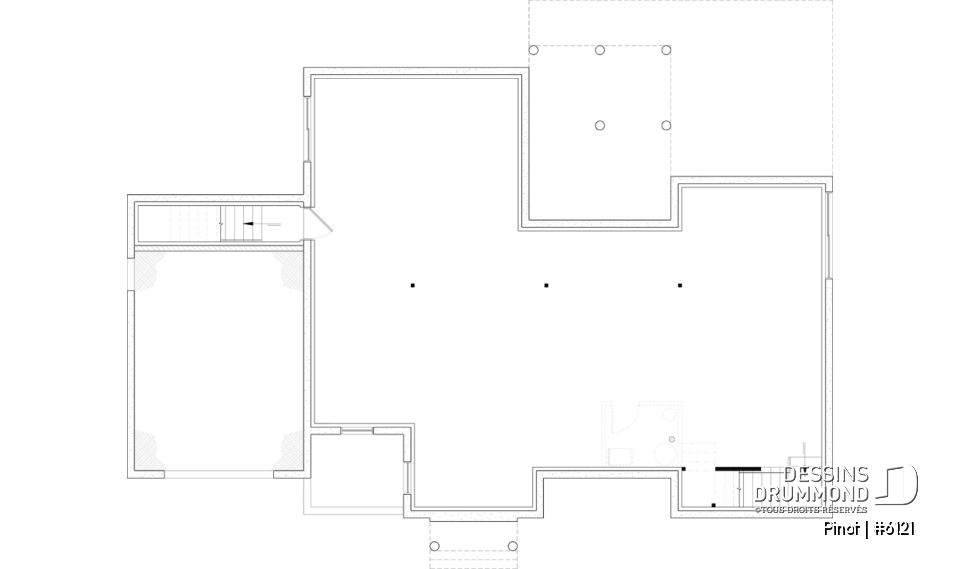 Sous-sol aménageable - Plan de maison scandinave à aire ouverte avec garage, 1 to 4 chambres et sous-sol optionnel ! - Pinot
