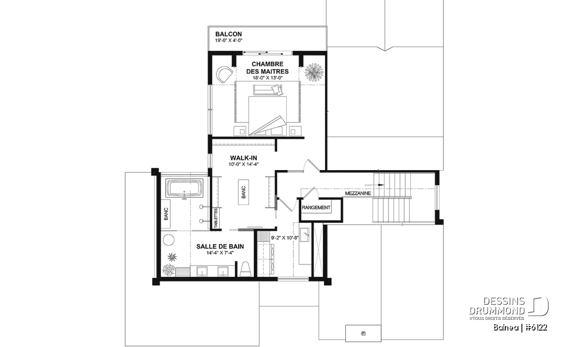 Étage - Modèle maison scandinave, superbe suite parentale, foyer central, grande luminosité, s-sol aménagé optionnel - Balnea