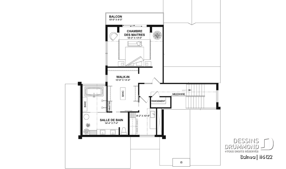 Étage - Modèle maison scandinave, superbe suite parentale, foyer central, grande luminosité, s-sol aménagé optionnel - Balnea