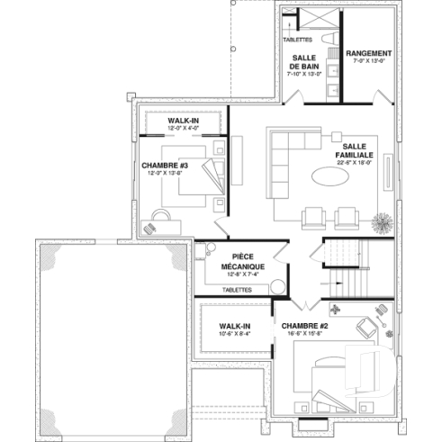 Sous-sol aménagé (Optionel $) - Modèle maison scandinave, superbe suite parentale, foyer central, grande luminosité, s-sol aménagé optionnel - Balnea