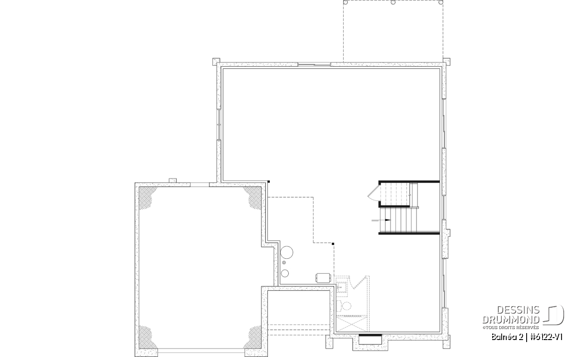 Sous-sol aménageable - Plan de maison moderne à étage avec superbe suite parentale, plafond cathédrale et poêle à bois STÛV - Balnéa 2