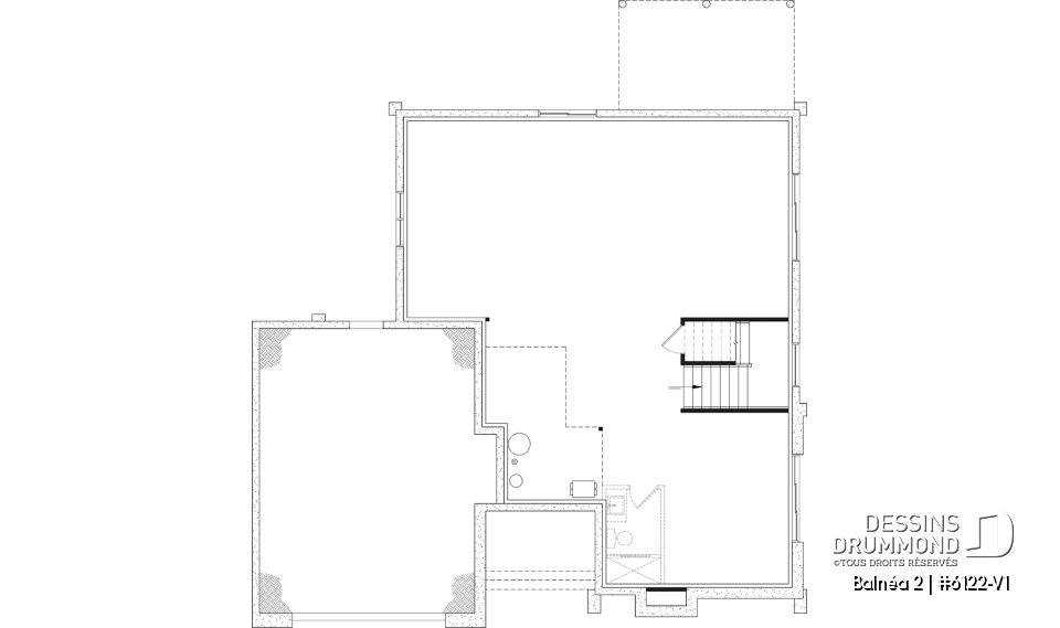 Sous-sol aménageable - Plan de maison moderne à étage avec superbe suite parentale, plafond cathédrale et poêle à bois STÛV - Balnéa 2