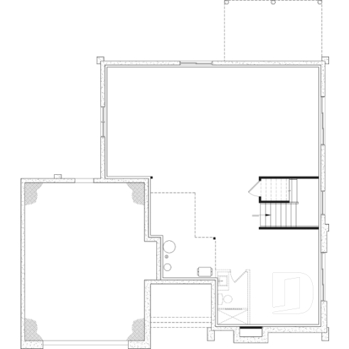 Sous-sol aménageable - Plan de maison moderne à étage avec superbe suite parentale, plafond cathédrale et poêle à bois STÛV - Balnéa 2