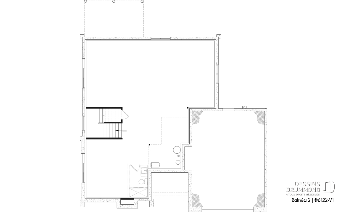Sous-sol aménageable - Plan de maison moderne à étage avec superbe suite parentale, plafond cathédrale et poêle à bois STÛV - Balnéa 2