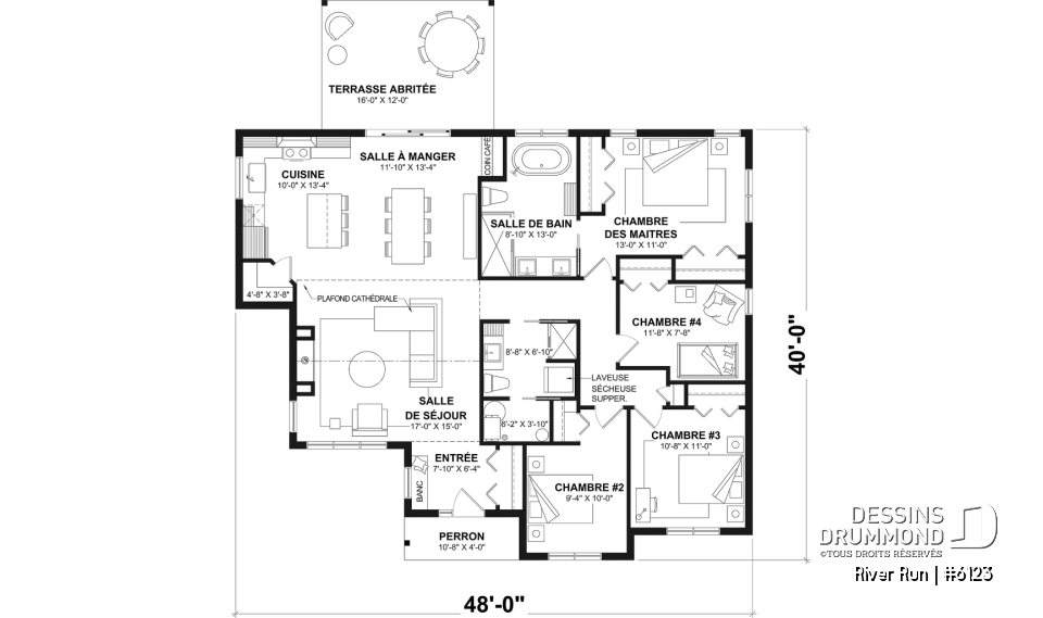 Rez-de-chaussée - Modèle de maison plain-pied 4 chambres au rez-de-chaussée, 2 salles de bain et terrasse abritée - River Run