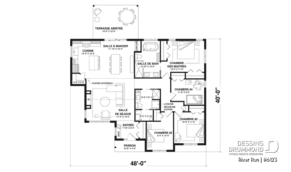 Rez-de-chaussée - Modèle de maison plain-pied 4 chambres au rez-de-chaussée, 2 salles de bain et terrasse abritée - River Run