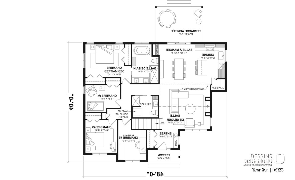 Rez-de-chaussée (Optionel $) - Modèle de maison plain-pied 4 chambres au rez-de-chaussée, 2 salles de bain et terrasse abritée - River Run