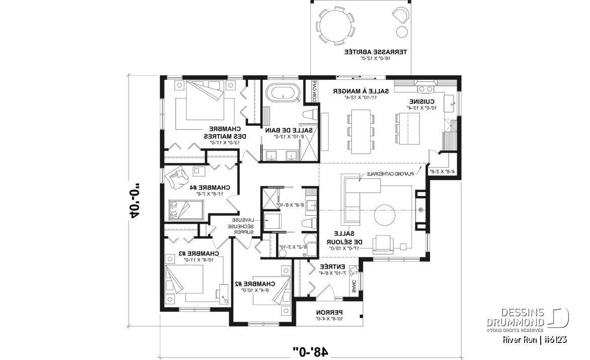 Rez-de-chaussée - Modèle de maison plain-pied 4 chambres au rez-de-chaussée, 2 salles de bain et terrasse abritée - River Run