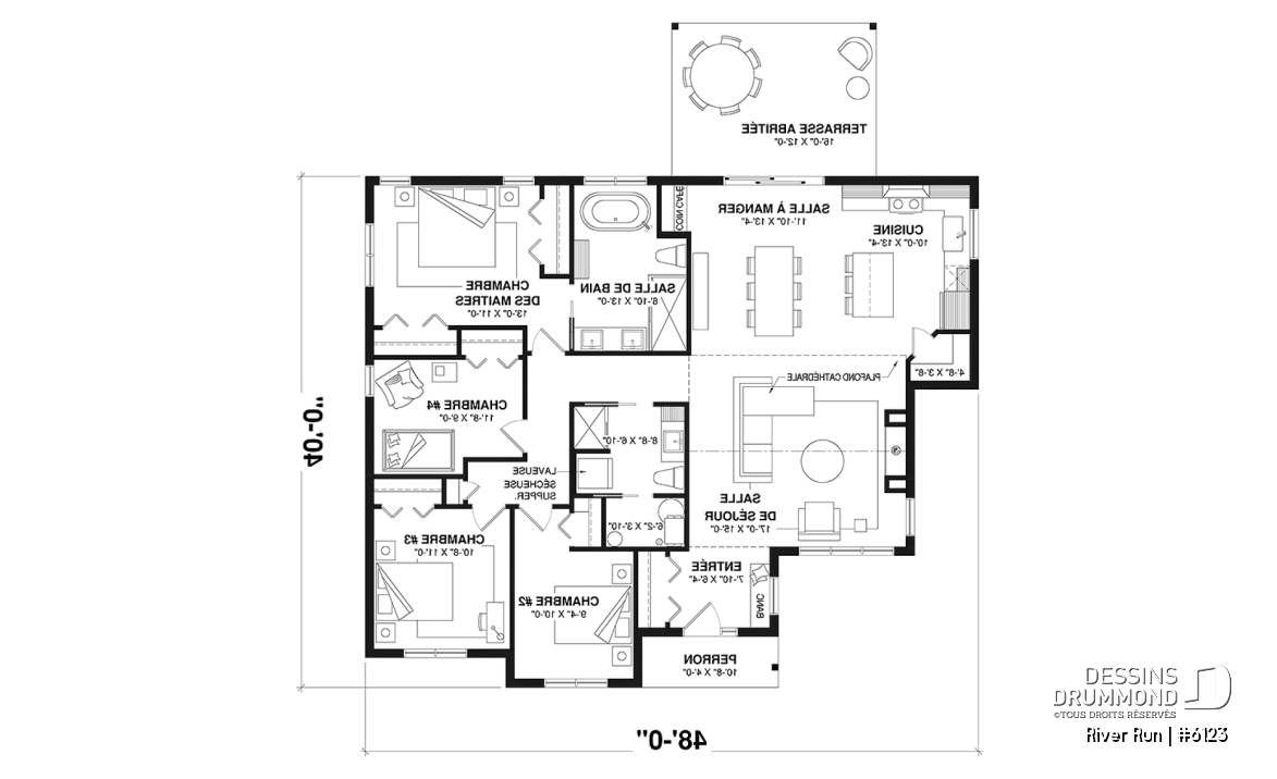 Rez-de-chaussée - Modèle de maison plain-pied 4 chambres au rez-de-chaussée, 2 salles de bain et terrasse abritée - River Run