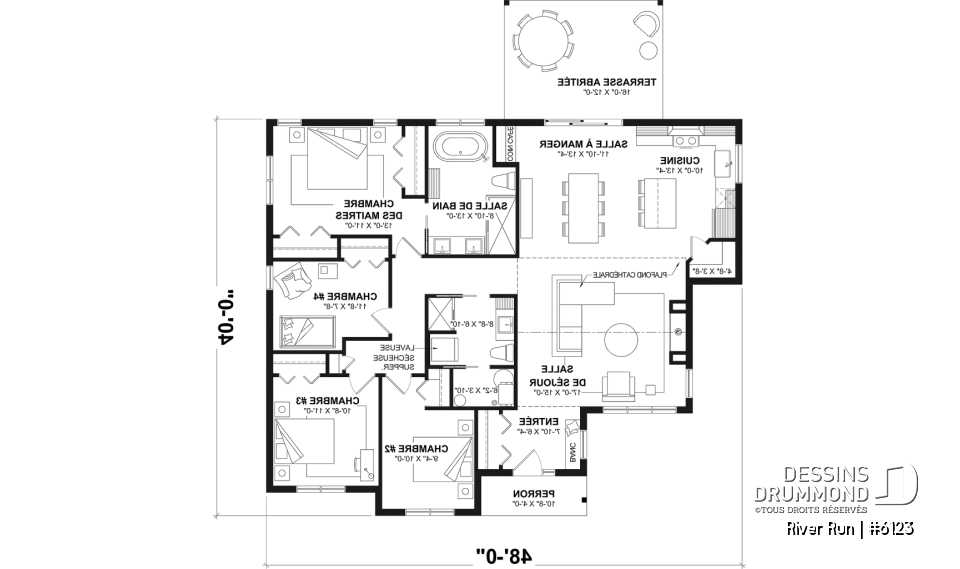 Rez-de-chaussée - Modèle de maison plain-pied 4 chambres au rez-de-chaussée, 2 salles de bain et terrasse abritée - River Run