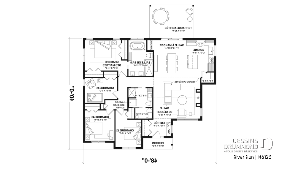 Rez-de-chaussée - Modèle de maison plain-pied 4 chambres au rez-de-chaussée, 2 salles de bain et terrasse abritée - River Run