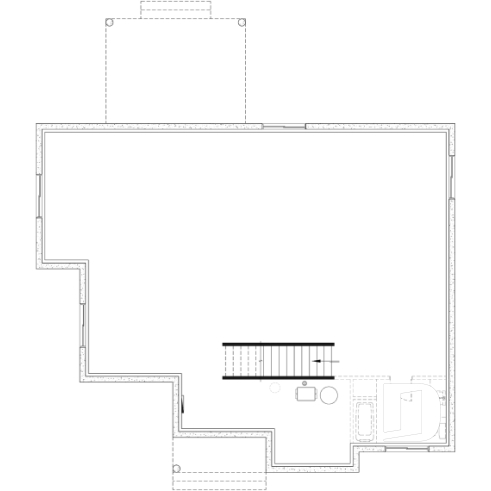 Sous-sol aménageable (Optionel $) - Modèle de maison plain-pied 4 chambres au rez-de-chaussée, 2 salles de bain et terrasse abritée - River Run