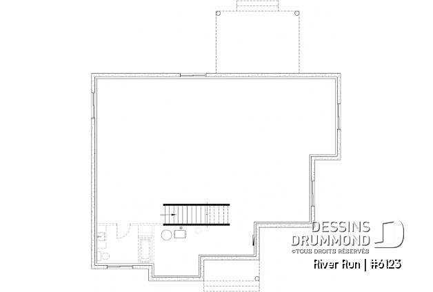 Sous-sol aménageable (Optionel $) - Modèle de maison plain-pied 4 chambres au rez-de-chaussée, 2 salles de bain et terrasse abritée - River Run