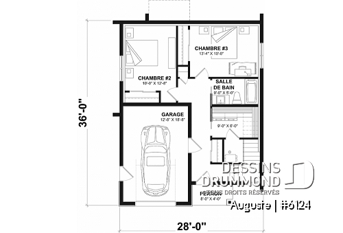 Rez-de-chaussée - Plan de maison inversée avec chambres secondaires au premier et cuisine, salle à manger et salon à l'étage! - Auguste