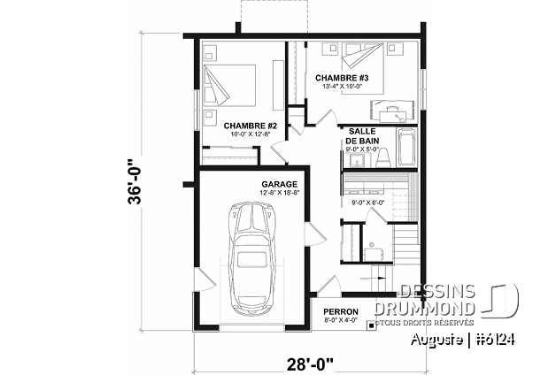 Rez-de-chaussée - Plan de maison inversée avec chambres secondaires au premier et cuisine, salle à manger et salon à l'étage! - Auguste