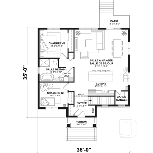 Rez-de-chaussée - Plain-pied de style anglais avec sous-sol entièrement aménagé (optionnel $), 2 à 4 chambres et 2 salons - Birchwood