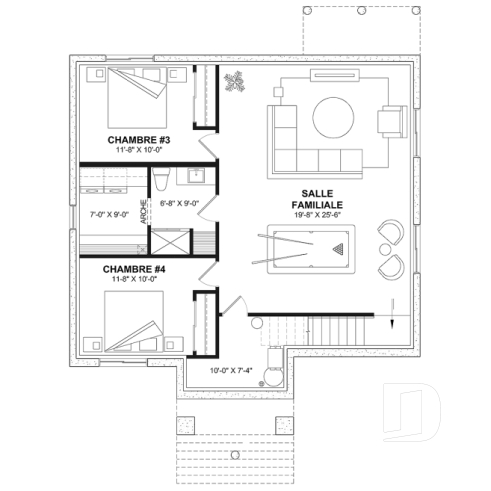 Sous-sol aménagé (Optionel $) - Plain-pied de style anglais avec sous-sol entièrement aménagé (optionnel $), 2 à 4 chambres et 2 salons - Birchwood