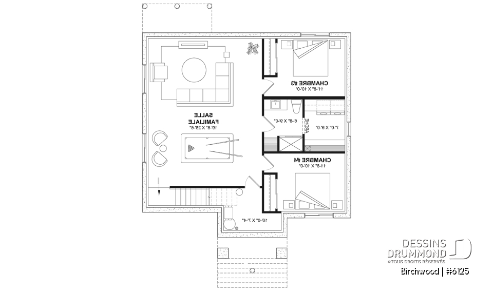 Sous-sol aménagé (Optionel $) - Plain-pied de style anglais avec sous-sol entièrement aménagé (optionnel $), 2 à 4 chambres et 2 salons - Birchwood