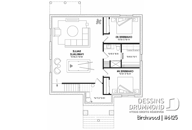 Sous-sol aménagé - Plain-pied de style anglais avec sous-sol entièrement aménagé (optionnel $), 2 à 4 chambres et 2 salons - Birchwood