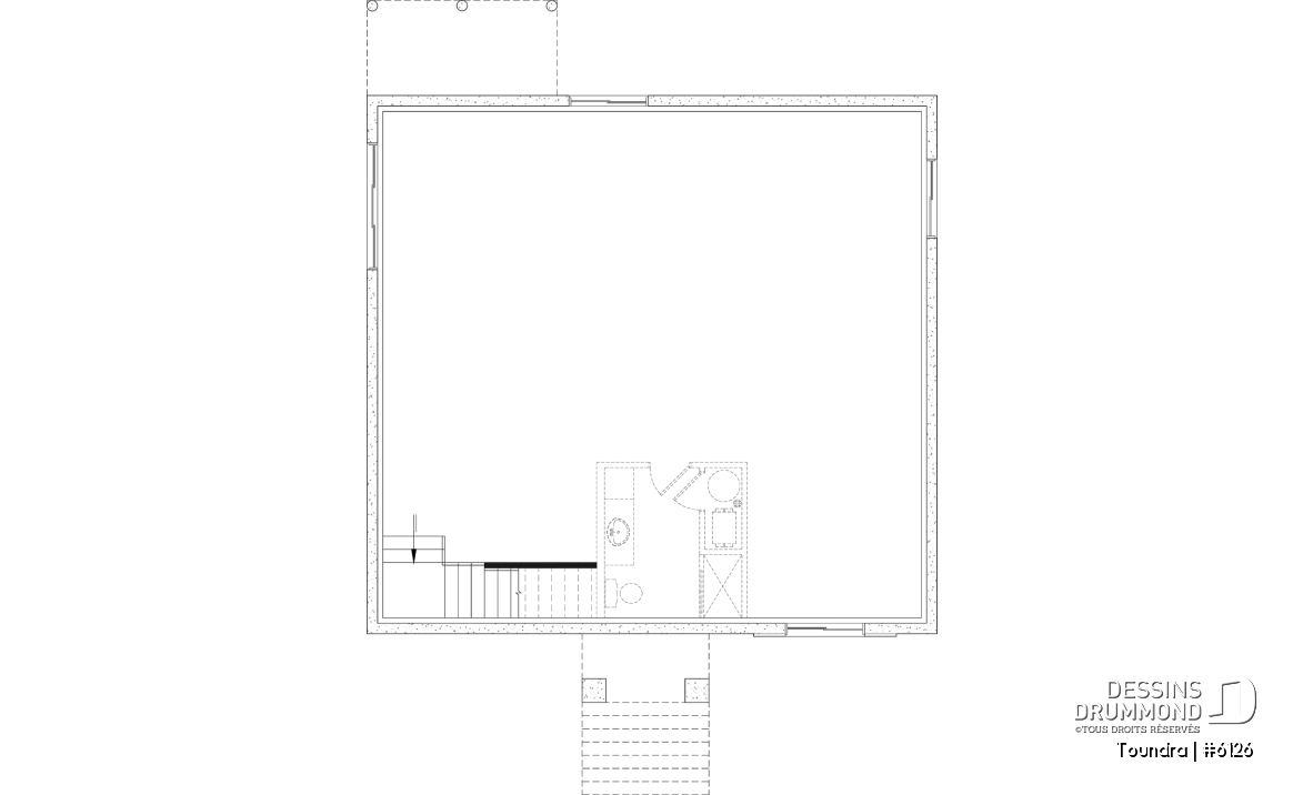 Sous-sol aménageable - Plan de maison plain-pied, 2 à 4 chambres, aire ouverte, vestiaire et sous-sol aménagé (optionnel $) - Toundra