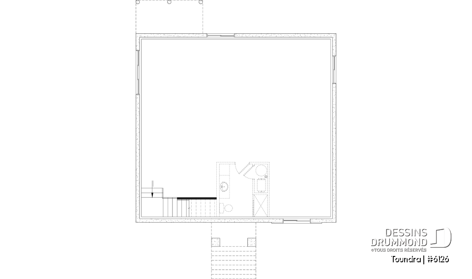 Sous-sol aménageable - Plan de maison plain-pied, 2 à 4 chambres, aire ouverte, vestiaire et sous-sol aménagé (optionnel $) - Toundra
