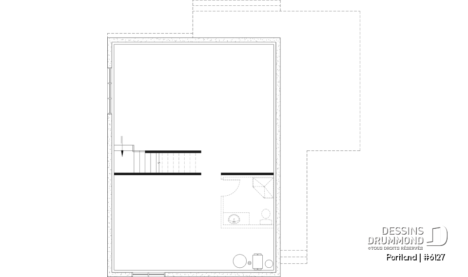 Sous-sol aménageable - Modèle de maison Scandinave proposant revêtement Maibec de cèdre rouge - Portland