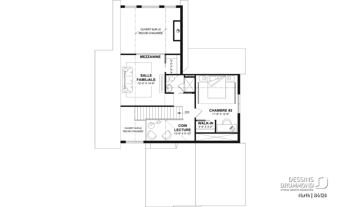 Étage - Plan de maison à étage North (#6128) avec garage, 2 chambres + option 3e, lumineux avec foyer STÛV s21 - North