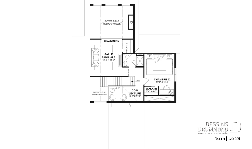 Étage - Plan de maison à étage North (#6128) avec garage, 2 chambres + option 3e, lumineux avec foyer STÛV s21 - North
