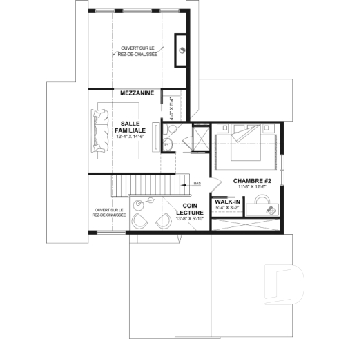 Étage - Plan de maison à étage North (#6128) avec garage, 2 chambres + option 3e, lumineux avec foyer STÛV s21 - North