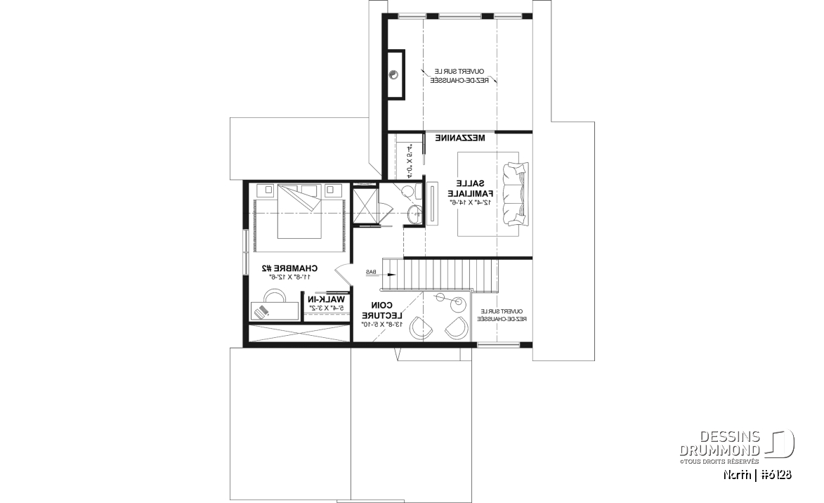Étage - Plan de maison à étage North (#6128) avec garage, 2 chambres + option 3e, lumineux avec foyer STÛV s21 - North