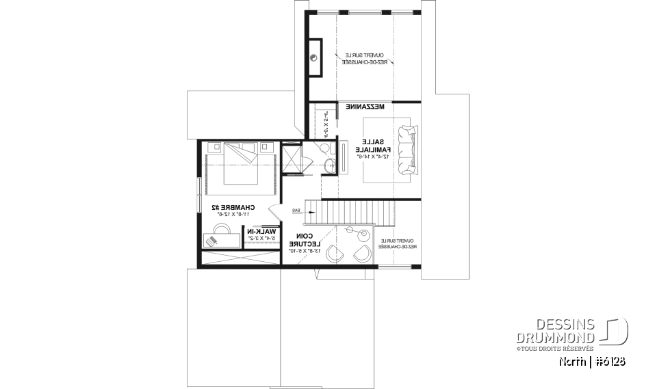 Étage - Plan de maison à étage North (#6128) avec garage, 2 chambres + option 3e, lumineux avec foyer STÛV s21 - North
