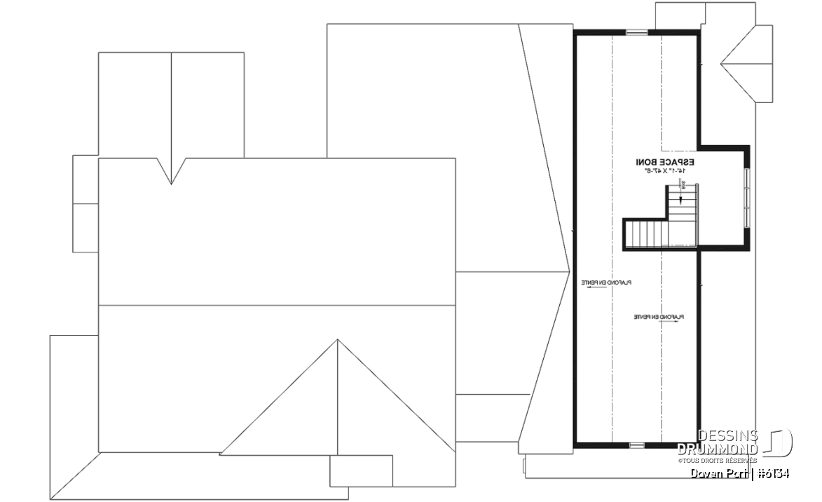 Espace boni - Plan de maison farmhouse moderne de plain-pied avec 3 chambres, bureau, pièce boni, cuisine extérieure, garage - Daven Port