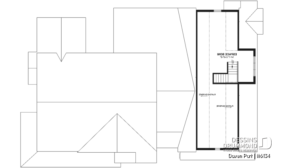 Espace boni - Plan de maison farmhouse moderne de plain-pied avec 3 chambres, bureau, pièce boni, cuisine extérieure, garage - Daven Port