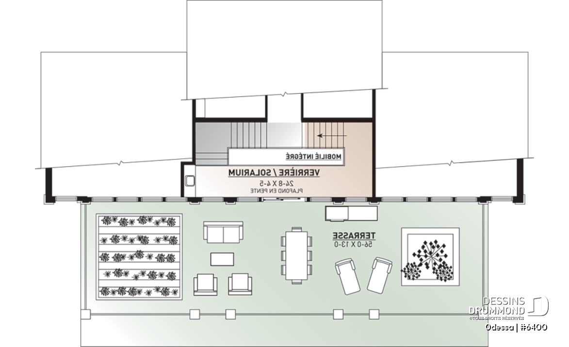 Étage - Plan maison moderne bord de l'eau, 3 chambres, 2.5 salles de bain, énorme terrasse à l'étage, 2 salons, foyer - Odessa