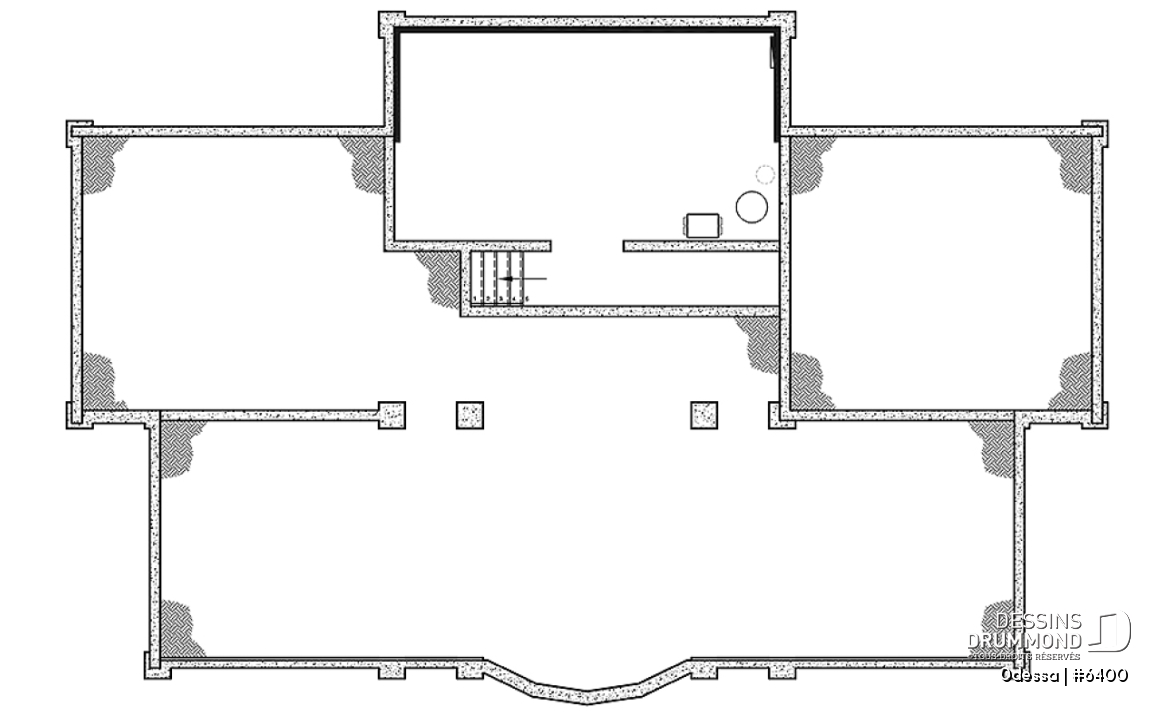 Sous-sol - Plan maison moderne bord de l'eau, 3 chambres, 2.5 salles de bain, énorme terrasse à l'étage, 2 salons, foyer - Odessa