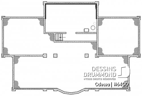 Sous-sol - Plan maison moderne bord de l'eau, 3 chambres, 2.5 salles de bain, énorme terrasse à l'étage, 2 salons, foyer - Odessa