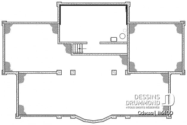 Sous-sol - Plan maison moderne bord de l'eau, 3 chambres, 2.5 salles de bain, énorme terrasse à l'étage, 2 salons, foyer - Odessa