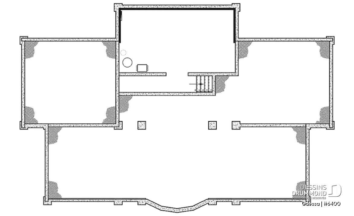 Sous-sol - Plan maison moderne bord de l'eau, 3 chambres, 2.5 salles de bain, énorme terrasse à l'étage, 2 salons, foyer - Odessa